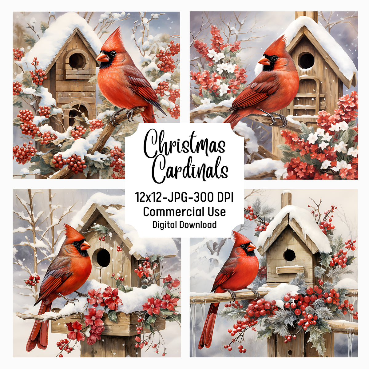 Stunning Red Cardinal Christmas Favors Scrapbook Stickers Envelope...