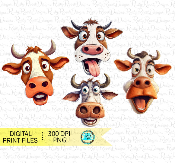 Funny cow Png, Cow sublimation designs, Cow clipart, digital download, Cow bundle, Western png, Printable artwork