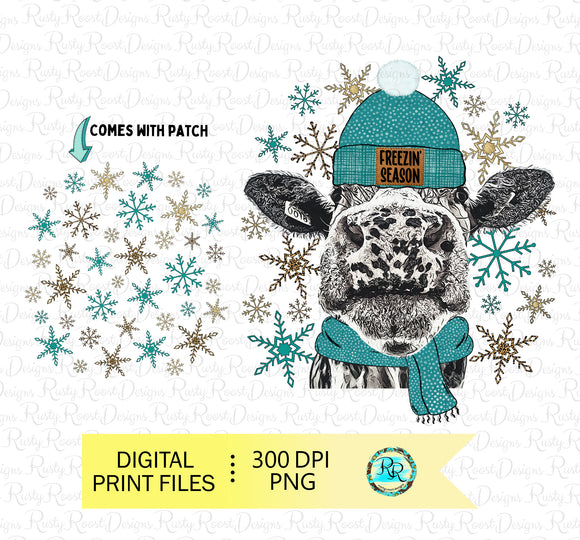 Freezin Season PNG, Cow Png, Freezing Png, Winter shirt designs, Christmas sublimation, digital download, printable design