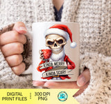 Kinda Merry Kinda Scary PNG, Christmas skull png, sublimation designs downloads, Santa Skull Png, Scary Santa Png, printable artwork