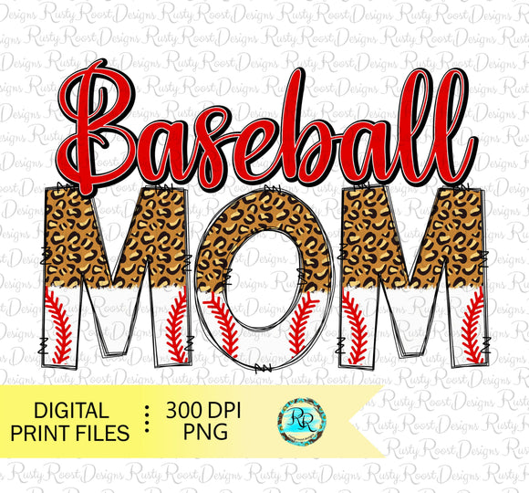 Baseball Mom Png, Baseball sublimation designs downloads, Baseball Mama Png, leopard Baseball, Printable designs