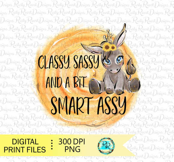 Classy, Sassy and a bit Smart Assy Png, Donkey sublimation designs downloads, Funny, Printable designs