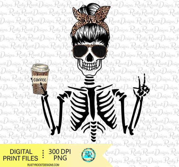 Coffee skeleton PNG, Mom skull, sublimation designs downloads, printable design