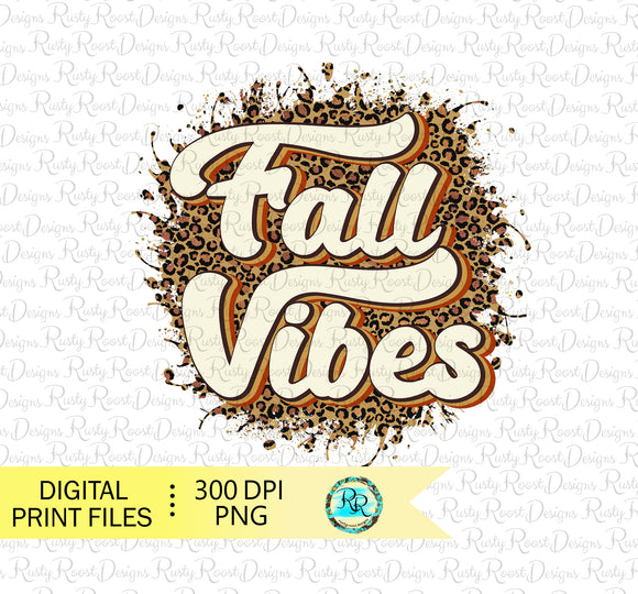 Fall vibes png, Retro Fall sublimation designs downloads, leopard splash, printable designs