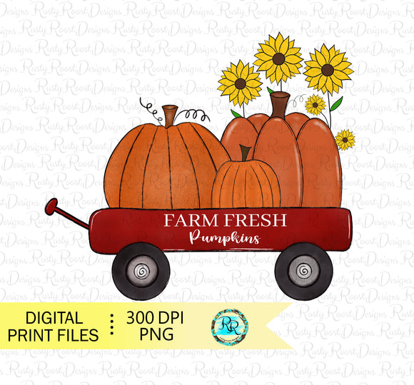 Farm Fresh Pumpkins PNG, Thanksgiving sublimation designs, hand drawn, pumpkin truck png, printable designs
