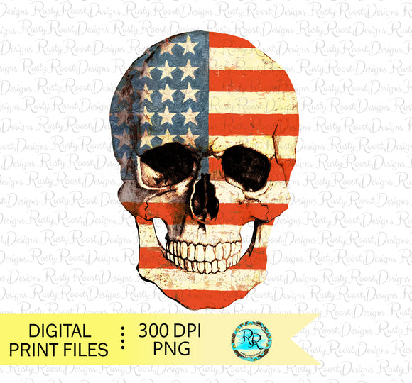 USA flag skull Png, 4th of July sublimation designs, patriotic skull, printable designs