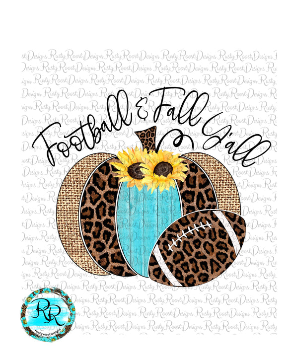 Football and Fall Y'all PNG, Football sublimation designs downloads, Fall PNG, Leopard Pumpkin, Printable