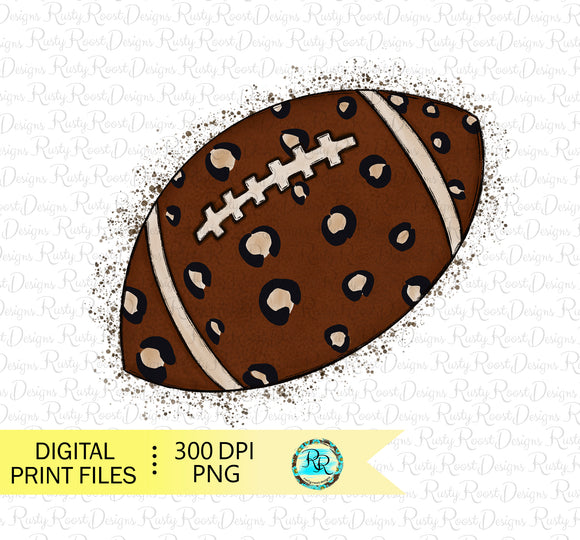 Football sublimation designs downloads, hand drawn, leopard football, football splatter, printable artwork