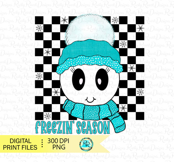 Freezin Season Happy Face Sublimation design, digital download, Retro Png design, printable artwork