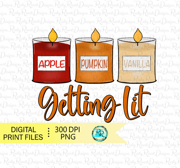 Getting Lit PNG, Fall candles Png, Funny Thanksgiving sublimation designs, Autumn design, png files for sublimation, printable designs