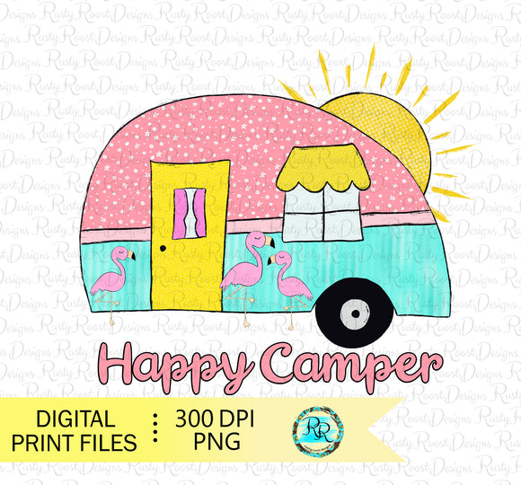 Happy camper Png, Camping sublimation designs downloads, Retro camper png, printable designs