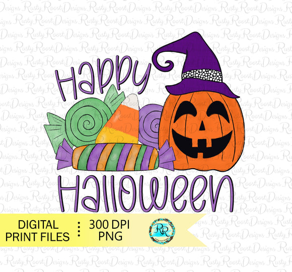 Happy Halloween Png, Halloween sublimation designs downloads, Cute Halloween PNG, hand drawn, printable artwork