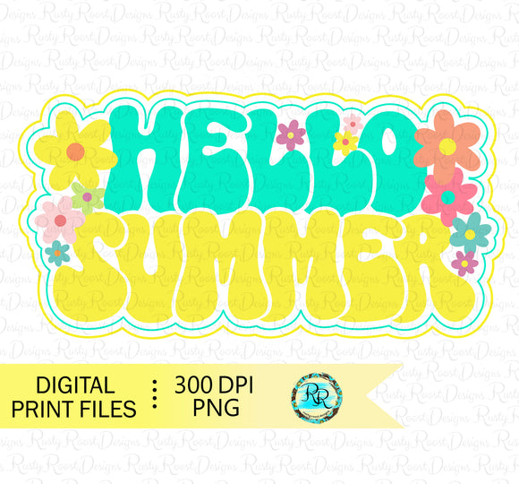 Hello Summer Png, Summer sublimation designs downloads, Retro Png design, Printable designs
