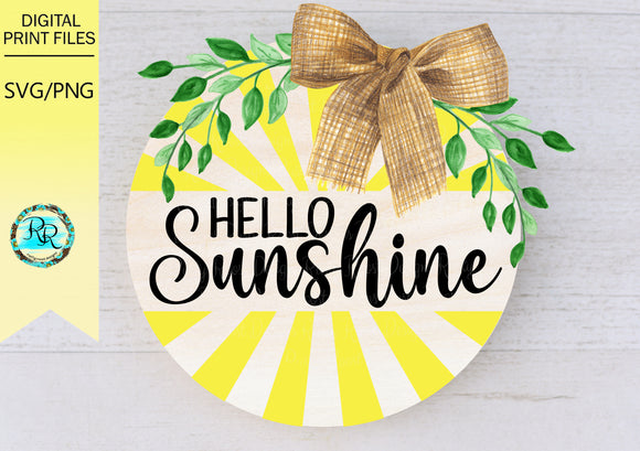 Hello Sunshine Door Hanger SVG, Summer door sign SVG, Cutting file, wood sign SVG, digital download, Door hanger, Summer Svg