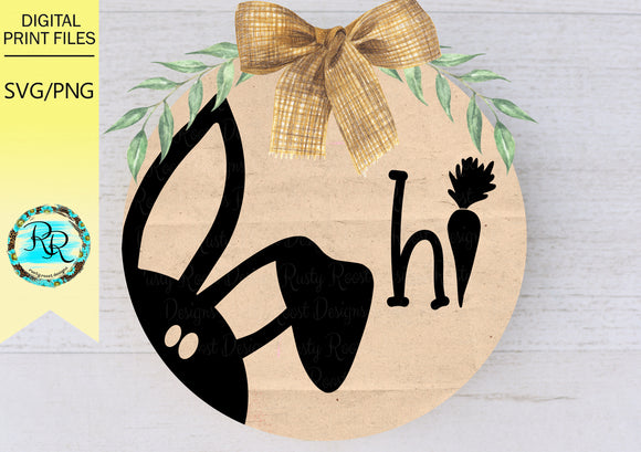 Easter bunny door hanger SVG, digital download, rabbit door hanger stencil