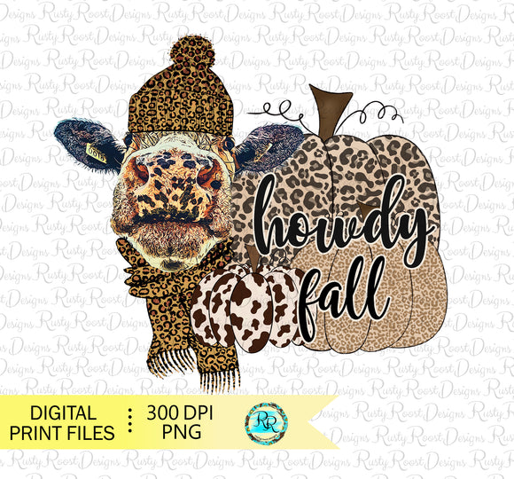 Howdy Fall Cow png, Fall sublimation designs downloads, Cowhide pumpkins, Western Pumpkin PNG, printable design