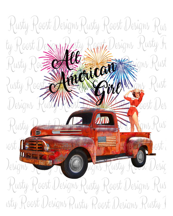 All American girl png, 4th of July sublimation designs downloads, Patriotic sublimation png, printable artwork