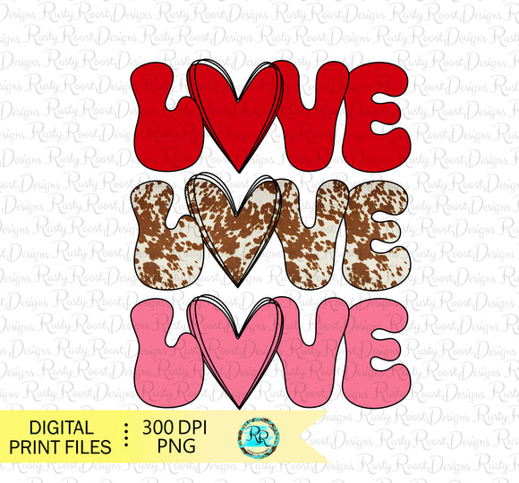 Love Valentines Day PNG, Cowhide Valentine sublimation designs downloads, Western Valentine PNG,  printable design
