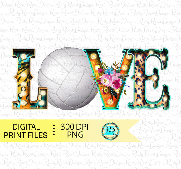 Volleyball Png, Sublimation designs downloads, Love Volleyball Png, Printable designs