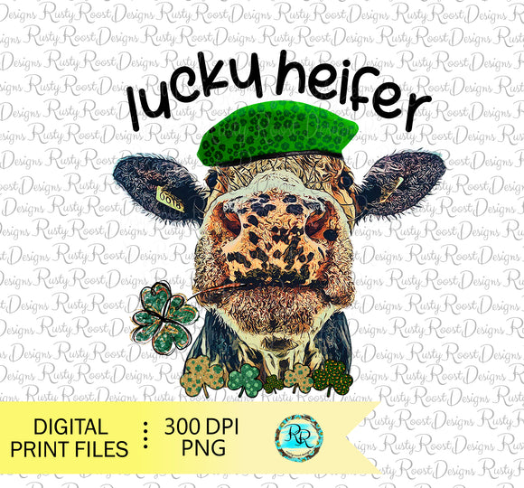 Lucky Heifer Png, St. Patrick's Day sublimation designs downloads, cow Png, digital designs