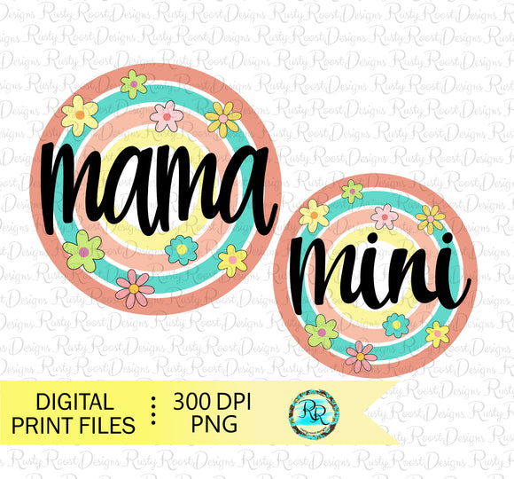 Mama and Mini Png sublimation designs, Retro Mama Png, Mother's Day Png, Printable designs