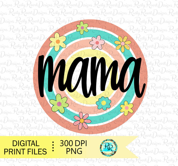 Retro Mama Png, Mama sublimation designs, Floral Mom Png designs, printable designs