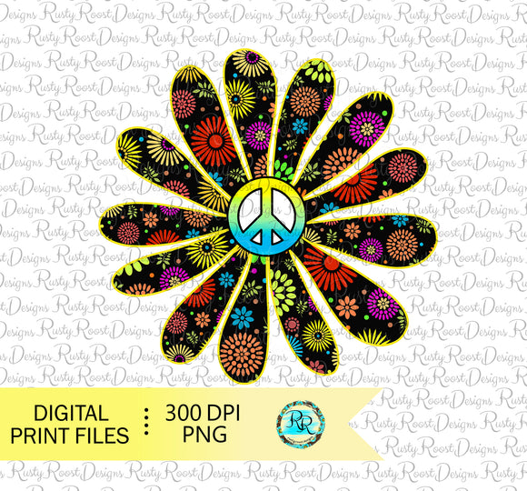 Peace flower sublimation design download, Retro Peace love png, digital download, printable designs