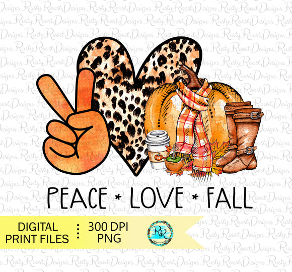 Peace Love Fall png, Fall sublimation designs downloads, Pumpkin design, printable artwork