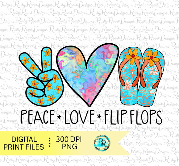 Peace Love Flip Flops Png, Summer sublimation designs downloads, shirt designs, printable designs