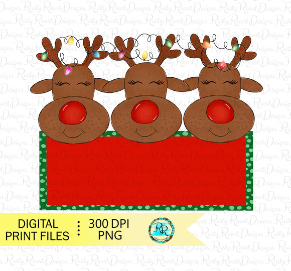 Reindeer PNG, Kids Christmas sublimation designs, reindeer name tag, Girls Christmas Png, digital download, printable design