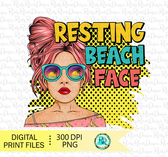 Resting beach face sublimation design