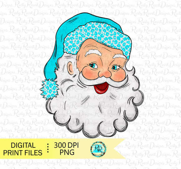 Blue Santa PNG, Christmas sublimation designs, sublimation graphics, Vintage Santa Claus, Christmas shirt designs, printable design