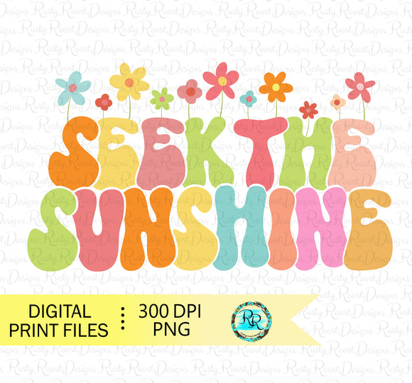 Seek the sunshine PNG, Retro sublimation designs downloads, Summer Png, printable designs