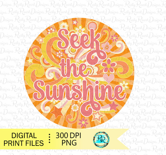 Seek the Sunshine PNG, Retro sublimation designs downloads, Retro sunset, printable designs