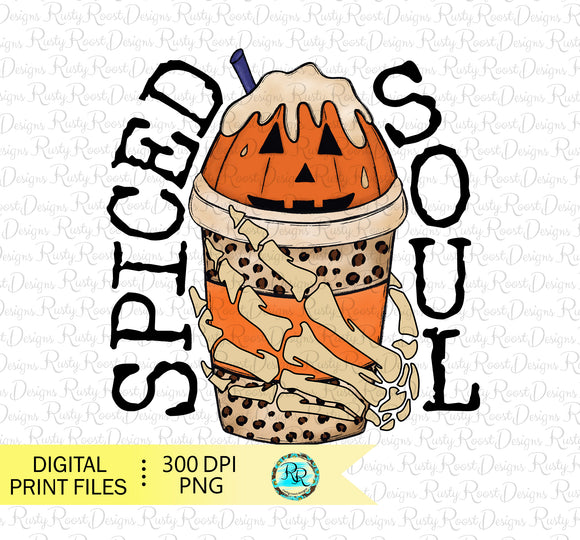 Spiced PNG, Spiced Soul sublimation designs downloads, Pumpkin coffee, Fall Coffee PNG, Skeleton coffee, printable designs