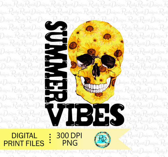 Summer Vibes skull Png, Summer sublimation designs downloads, Printable designs