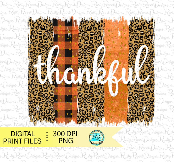 Thankful PNG, Fall brush strokes sublimation designs downloads, leopard brushstrokes, printable designs