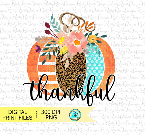 Thankful pumpkin sublimation designs downloads, Thanksgiving PNG, Printable artwork