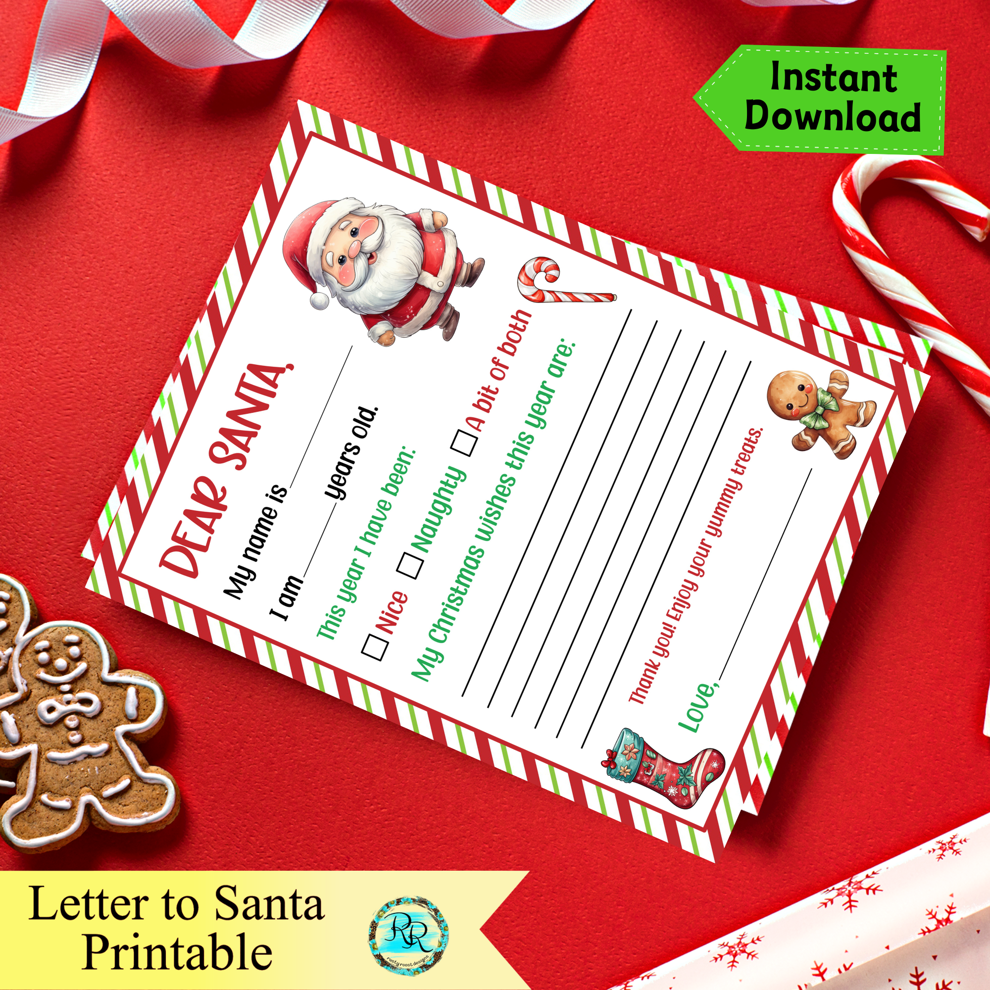 Letter to Santa Printable, Dear Santa Letter, Christmas
