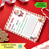 Letter to Santa Printable, Dear Santa Letter, Christmas letter, Kids Printables, Printable letter to Santa Claus, Kids Christmas wishlist