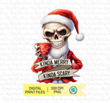Kinda Merry Kinda Scary PNG, Christmas skull png, sublimation designs downloads, Santa Skull Png, Scary Santa Png, printable artwork