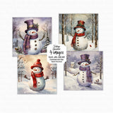 Vintage Snowman, Snowman digital paper, scrapbook digital paper, digital paper pack, Christmas paper