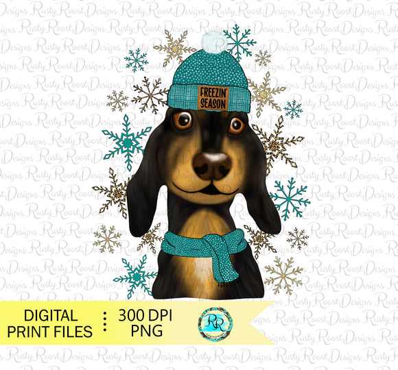 Freezin Season PNG, Dachshund Png, Freezing Png, Winter shirt designs, Christmas sublimation, digital download, printable design