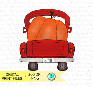 Fall Pumpkin Truck Png, truck sublimation designs, hand drawn, I love Fall, printable artwork