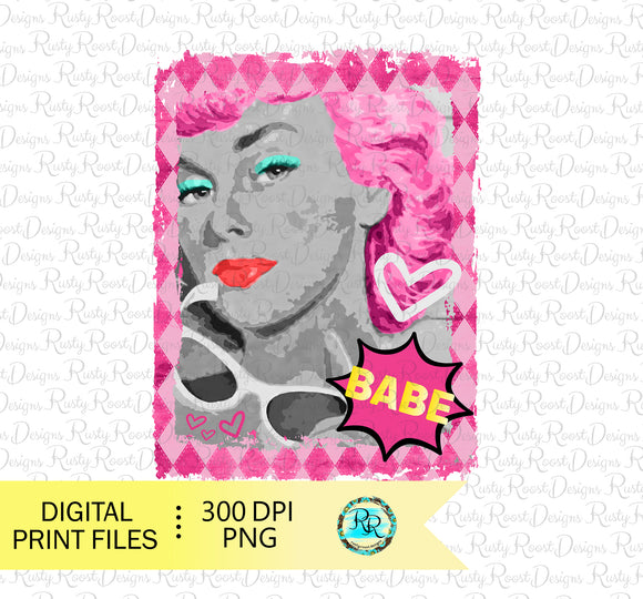 Babe retro woman PNG, sublimation designs downloads, Retro digital downloads, printable design