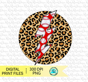 Leopard baseball lightning bolt PNG, Baseball mom sublimation designs downloads, Printable designs