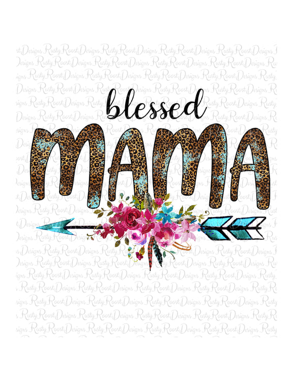 Blessed Mama png, Mom sublimation designs digital downloads, leopard Mama png,  printable designs