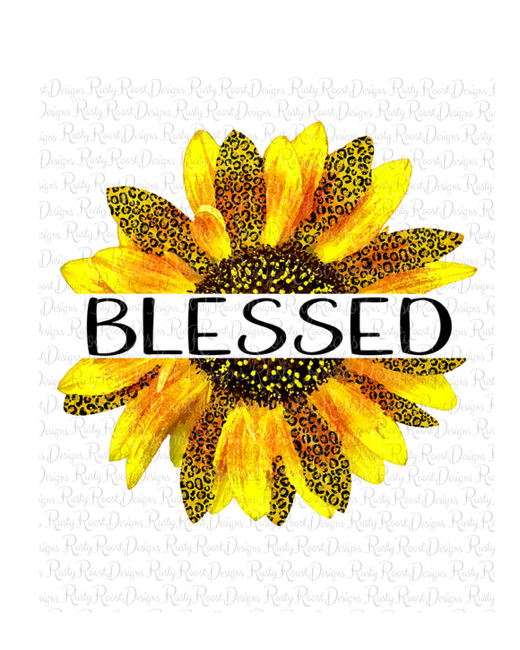 Blessed Sunflower sublimation designs downloads, digital download, Leopard sunflower png, printable