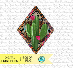 Cactus sublimation designs downloads, Cactus leopard frame, printable design