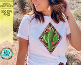 Cactus sublimation designs downloads, Cactus leopard frame, printable design